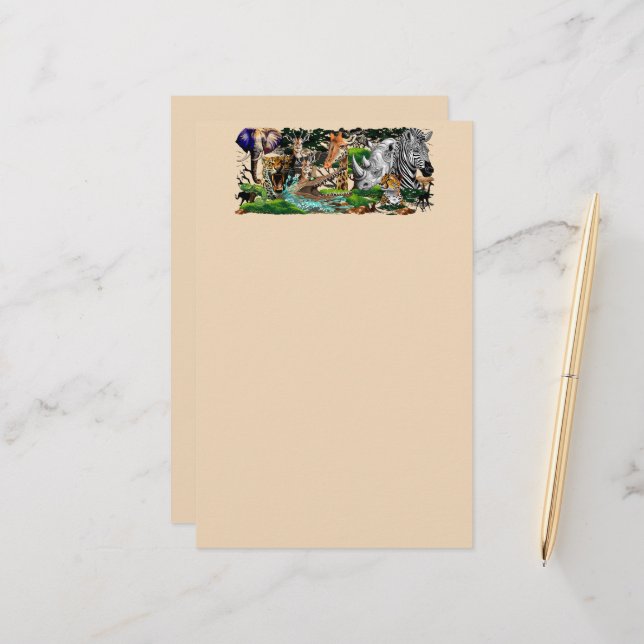 Wild African Savanna Animals Stationery (Front/Back In Situ)