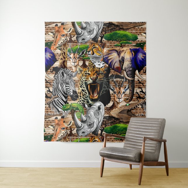 Wild African Savanna Animals Tapestry (In Situ)