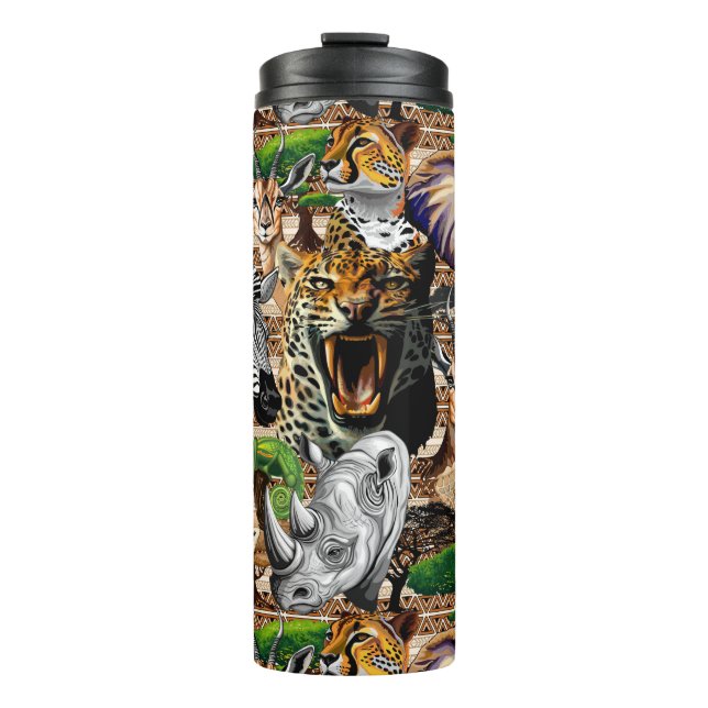 Wild African Savanna Animals Thermal Tumbler (Front)