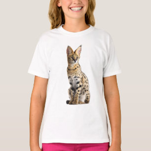 Wild African Serval Spotted Cat Portrait Kids T-Shirt