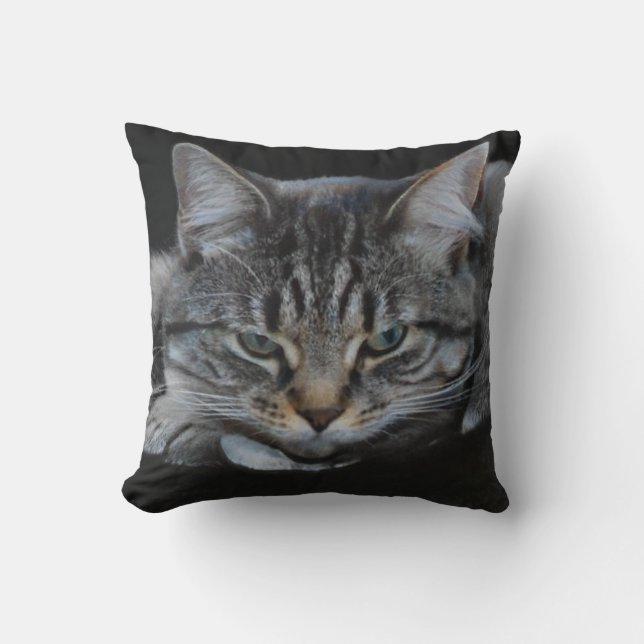 Wild african tiger cat picture, cat lover throw pillow (Front)
