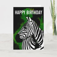 Wild African Zebra Night Birthday Card