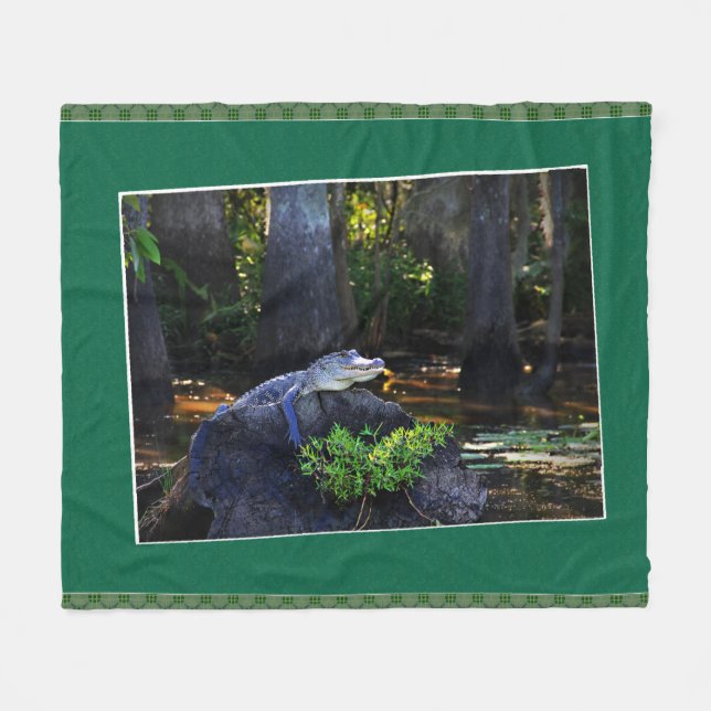 Wild Alligator Photography Print Fleece Blanket (Front (Horizontal))