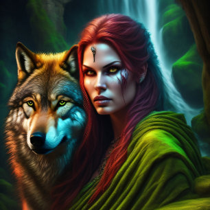 Wild Amazonian Woman and her Wolf  Tissue Paper