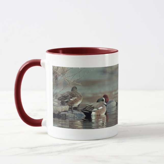 wild american wigeon duck ringer ceramic mug (Left)