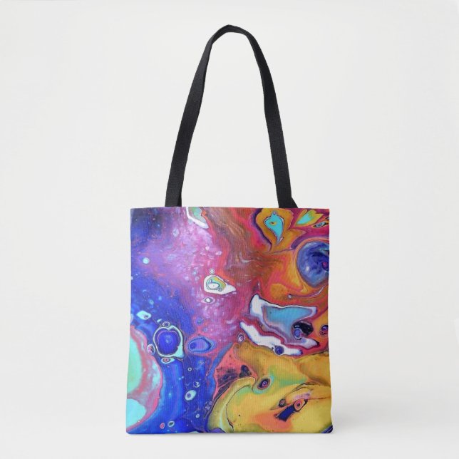 Wild and Crazy Acrylic Pour All Over Tote Bag (Front)