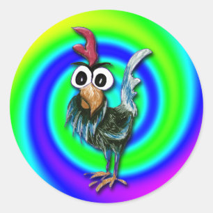 Wild and Crazy Rooster Sticker