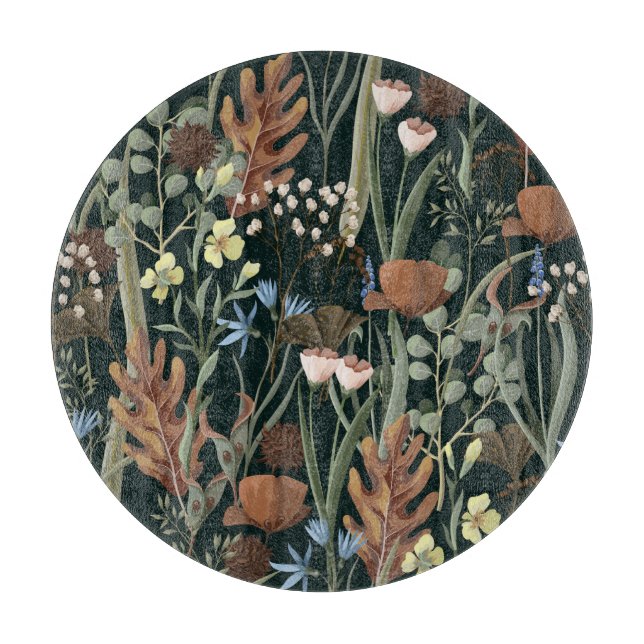 Wild and Dried Flowers Pattern. Cutting Board (Front)
