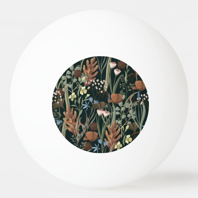 Wild and Dried Flowers Pattern. Ping Pong Ball (Front)