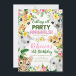 Wild and Five Party Animals Birthday Invitation<br><div class="desc">Safari 5th Birthday Invitation, Wild and Five Party Animals Birthday Invite, Girl 5th Birthday Invite, Safari Animals Birthday Click the customize button for more flexibility in modifying the text or moving the graphics. Contact us if you need this design applied to a specific product to create your own unique matching...</div>