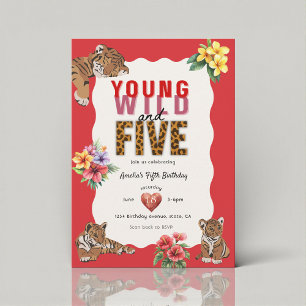 Wild and Five Tiger Cub Jungle Party Invitation