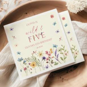 Wild and Five Wildflower 5th Birthday Party Napkin