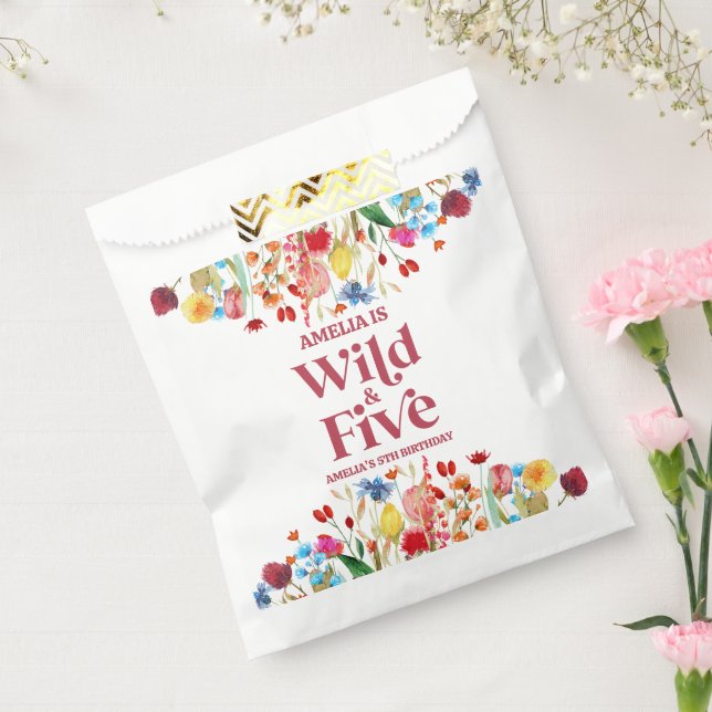 Wild and Five Wildflower 5th Fifth Birthday Party Favour Bag (Sealed)