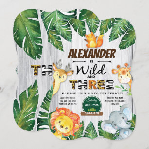 Wild and free 3rd birthday invitation safari