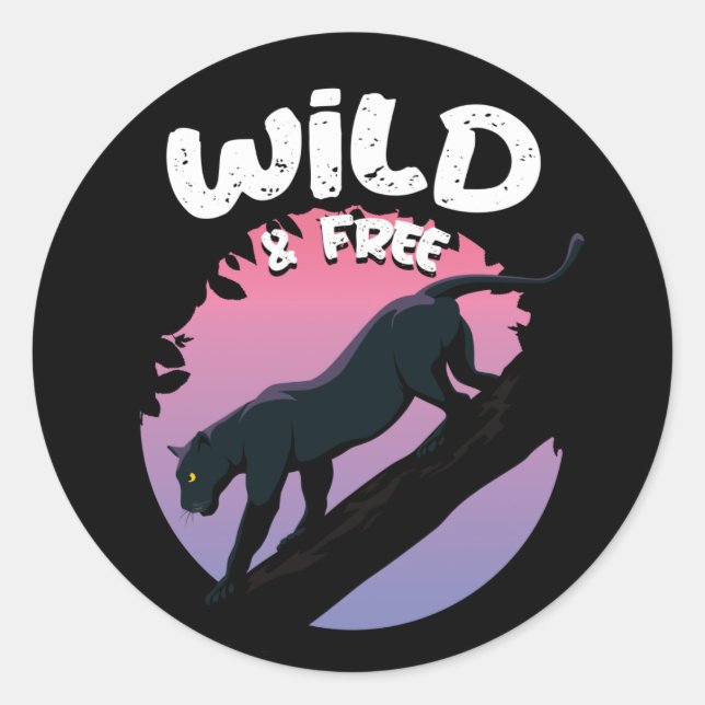 Wild and Free Black Panther jungle animal Classic Round Sticker (Front)