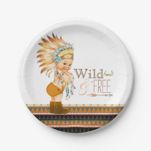 Wild and Free Boys Tribal Baby Shower Paper Plate