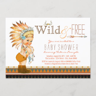 Wild and Free Boys Tribal Boho Baby Shower Invitation
