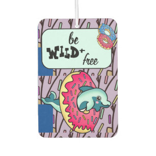 Wild and Free Cute Happy Doughnut Dolphin Air Freshener