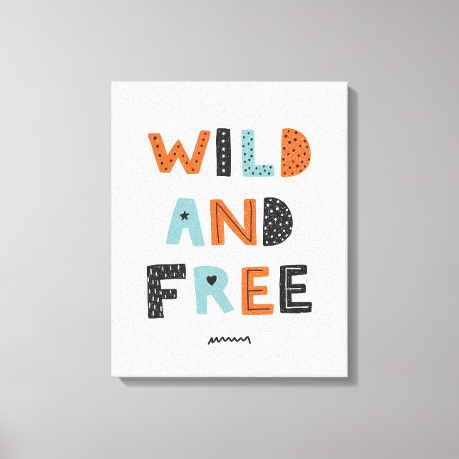 Wild and Free | Doodle Letters Canvas Print (Front)