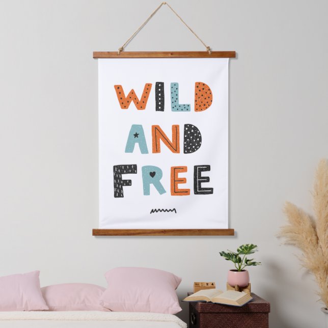 Wild and Free | Doodle Letters Hanging Tapestry (Bedroom)