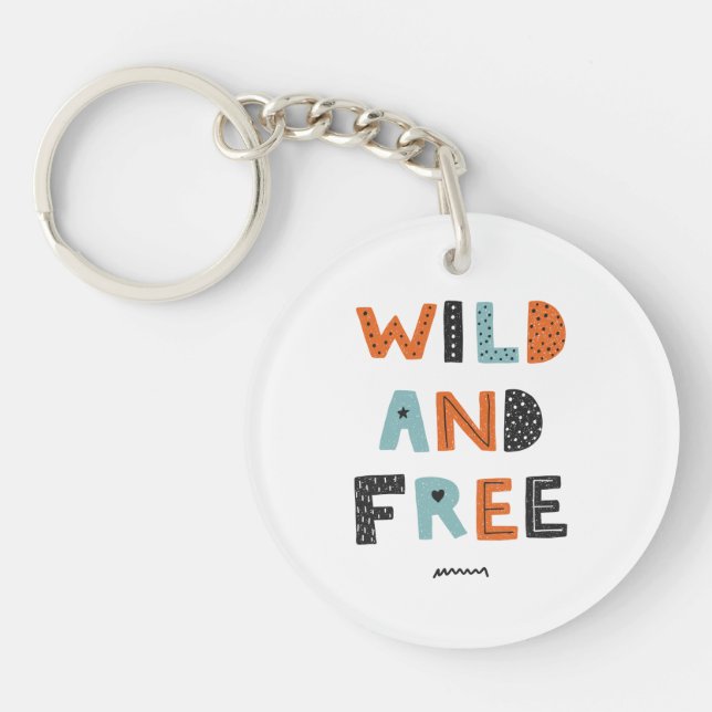 Wild and Free | Doodle Letters Keychain (Front)