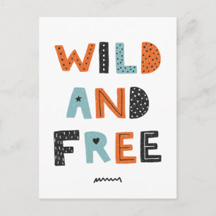 Wild and Free Doodle Letters Postcard
