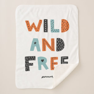 Wild and Free   Doodle Letters Sherpa Blanket