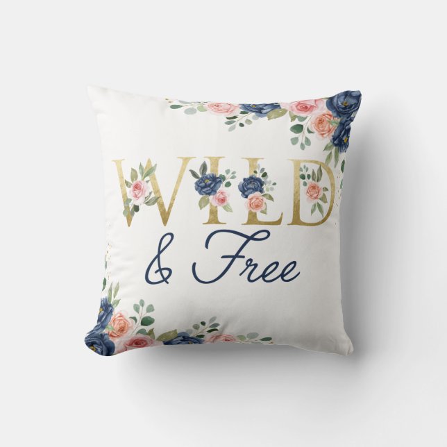 Wild and Free Flowers Throw Pillow (Front)