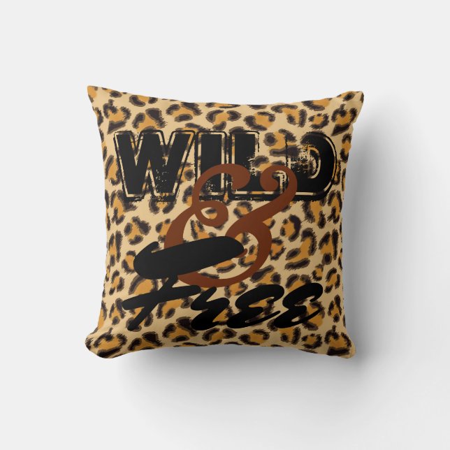 Wild and Free -Leopard Print Throw Pillow (Front)