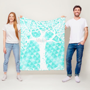 Wild and Free Mint Abstract Triangle Pattern Fleece Blanket
