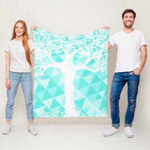 Wild and Free Mint Abstract Triangle Pattern Fleece Blanket
