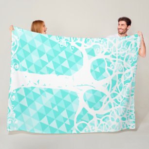 Wild and Free Mint Abstract Triangle Pattern Fleece Blanket