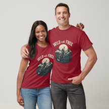 "Wild and Free : Retro Wolf Moon T-Shirt Design"