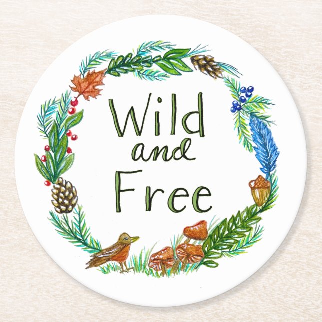 Wild and Free Round Coaster (Front)