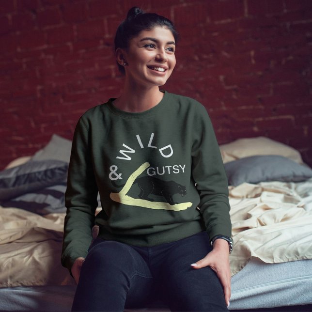 Wild And Gutsy Bold Cat Modern Design Personalized Sweatshirt (Creator Uploaded)