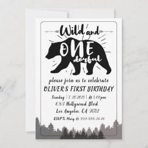 Wild and onederful Boys 1st birthday invitation