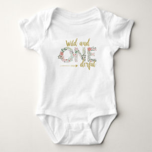 Wild and OneDerful First Birthday Baby Girl Bodysuit