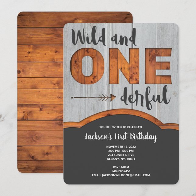 Wild and Onederful First Birthday Invitation (Front/Back)