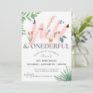 wild and Onederful wildflower 1st birthday Invitation