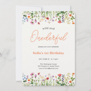 Wild and Onederful Wildflower 1st Birthday Invitation