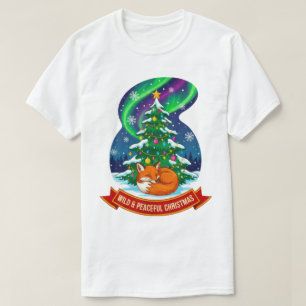 Wild and Peaceful Christmas Fox Design T-Shirt