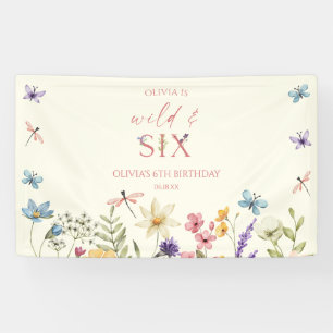 Wild and Six Wildflower 6th Birthday Party Banner