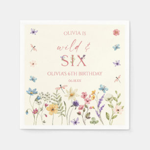 Wild and Six Wildflower 6th Birthday Party Napkin