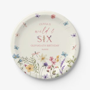 Wild and Six Wildflower 6th Birthday Party Paper Plate