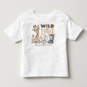 Wild and Three Birthday Jungle Baby T-Shirt