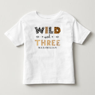 Wild and Three Birthday safari Baby T-Shirt