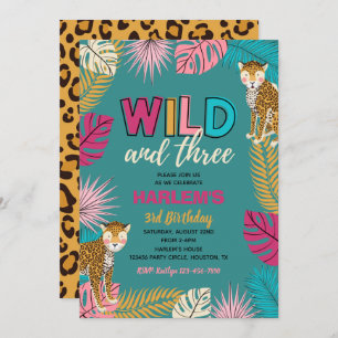 Wild and Three Invitation   Cheetah Invitation