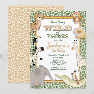 Wild and Three Jungle Safari Birthday Party Invitation
