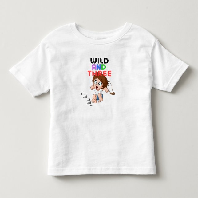 Wild and three toddler t-shirt (Front)