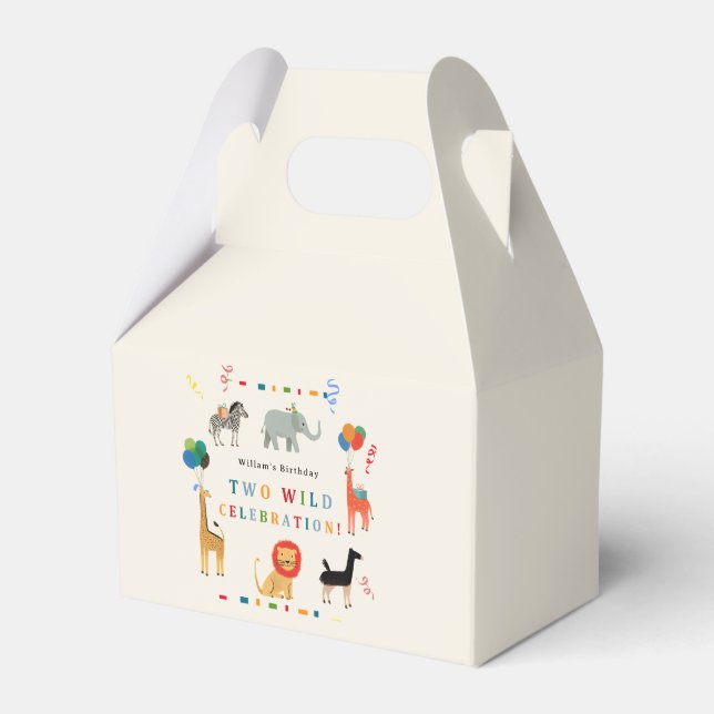 Wild and Whimsical 2nd Birthday Favor Box (Front Side)